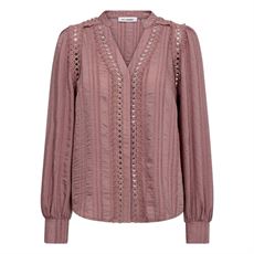 CO`COUTURE SKJORTE, KESICC LACE V-SHIRT, OLD ROSE